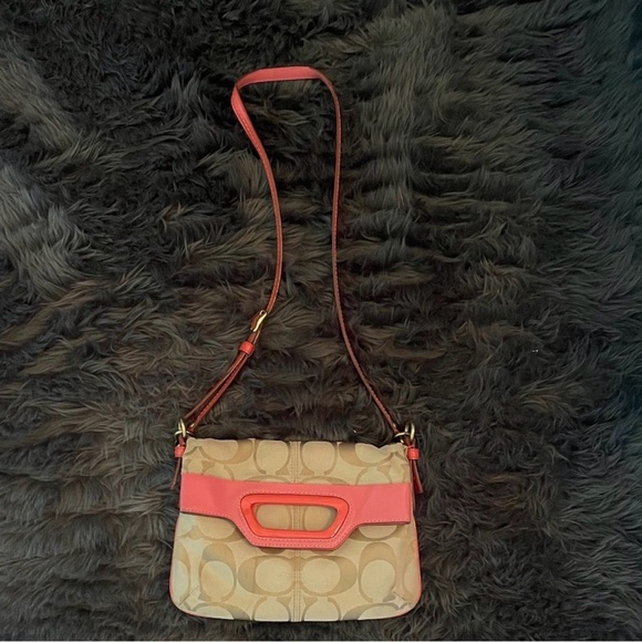 Coach Beige and Coral Crossbody Bag - Picture 2 of 6